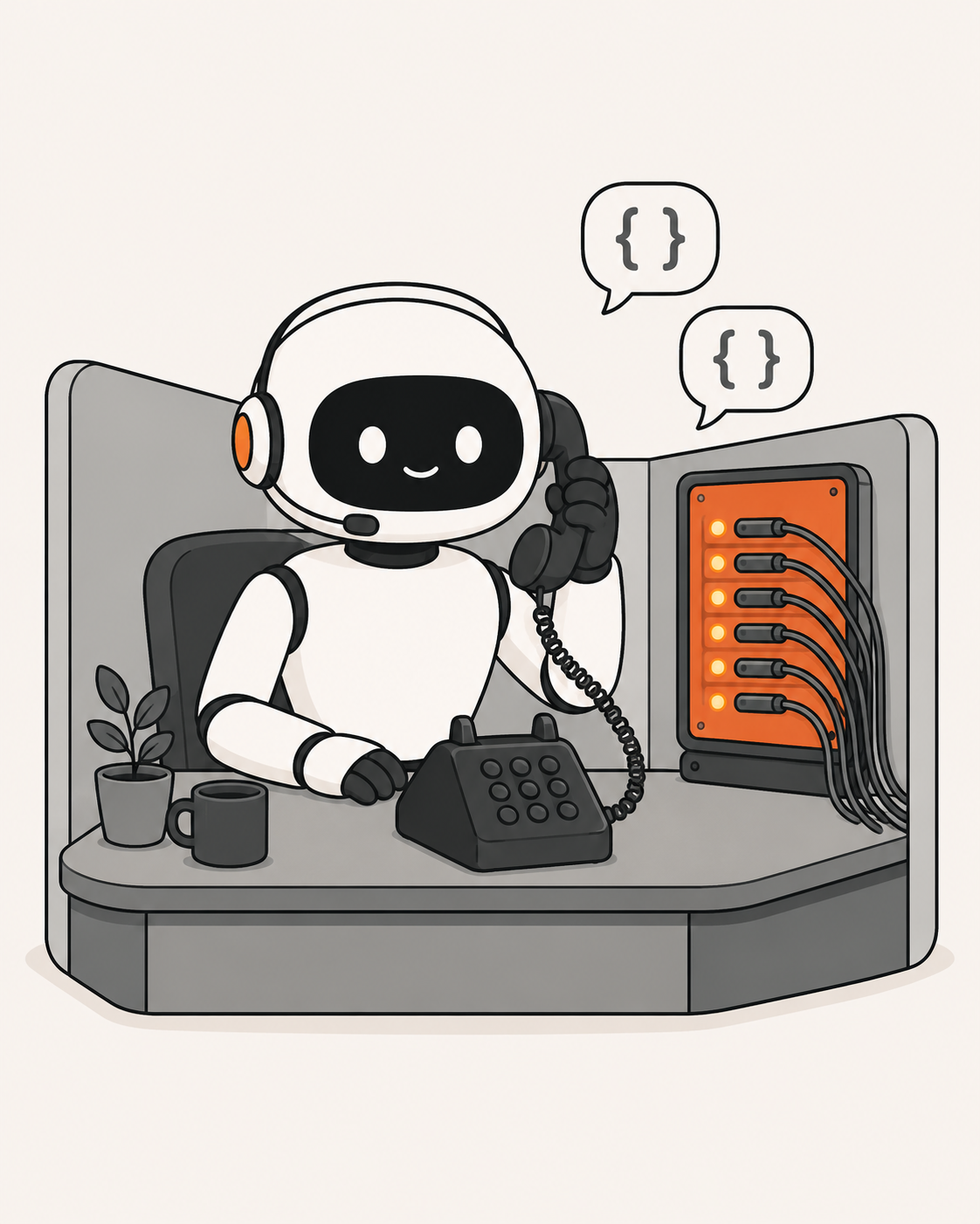 Claude API: a robot answering calls in a call center